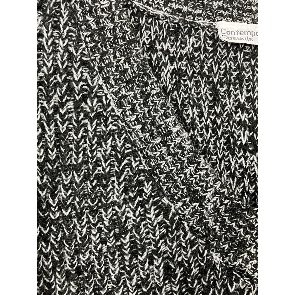 Vintage Contemporary Casuals V-Neck Black/White Chunky Knit Sweater Size XL - Picture 3 of 6